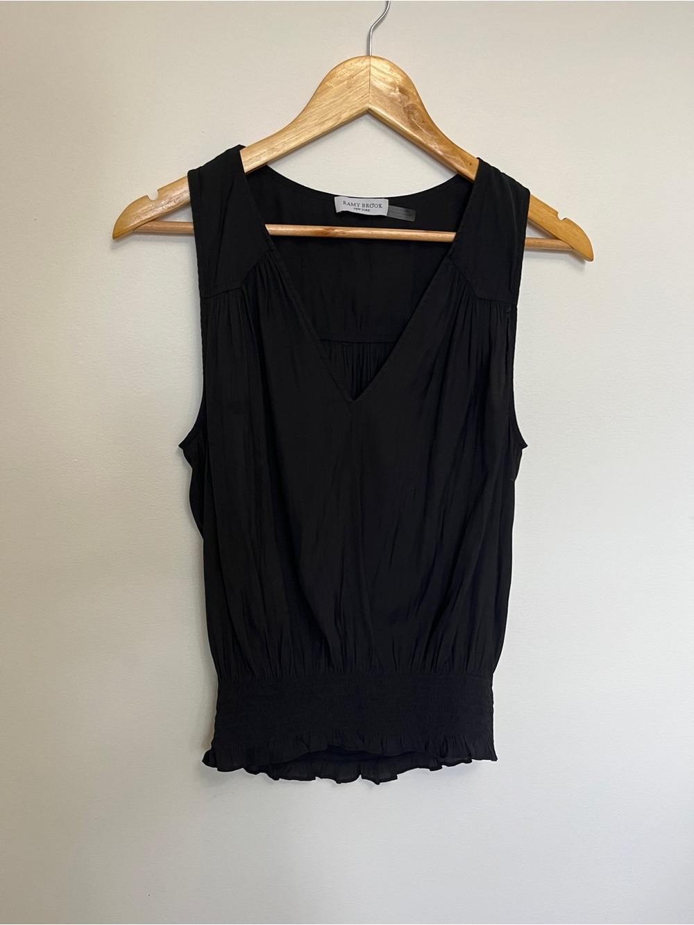 Ramy Brook Black Blouse Cinched Waist Size Small